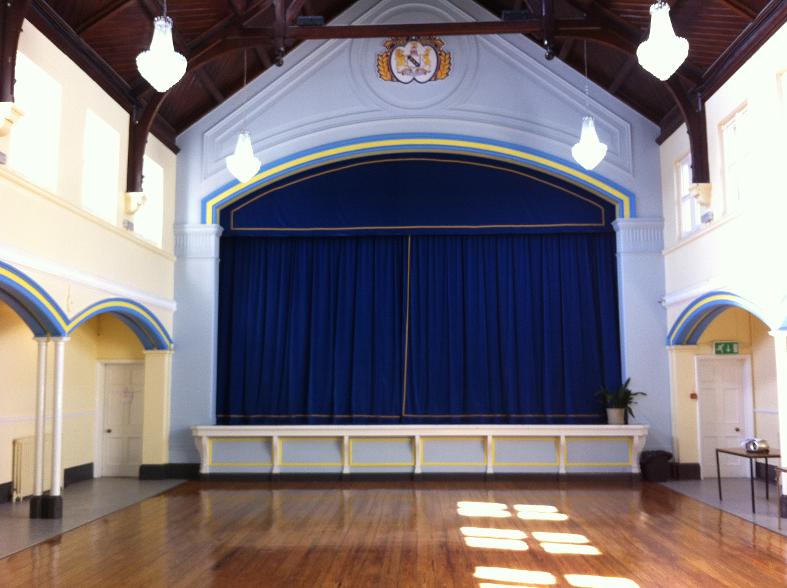 Knowseley Hall stage curtains in blue